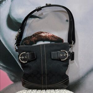 Coach Black and Silver Women's Shoulder Bag